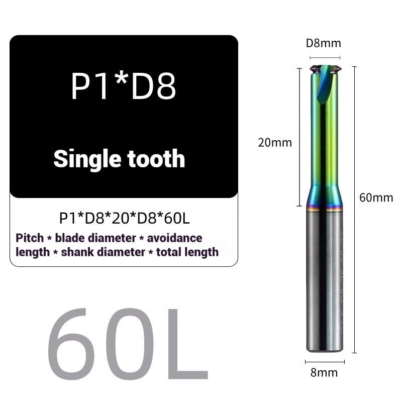 1117-58° metric single tooth aluminum with colorful thread milling cutter tungsten carbide milling cutter machining center carbide end mill Shandong Denso Pricision Tools Co.,Ltd.